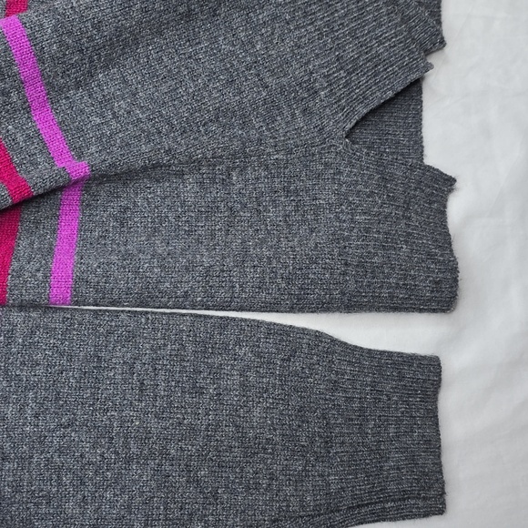 WoolOvers Crewneck Pullover Grey Rainbow Stripes Pure Merino Wool - Picture 4 of 8